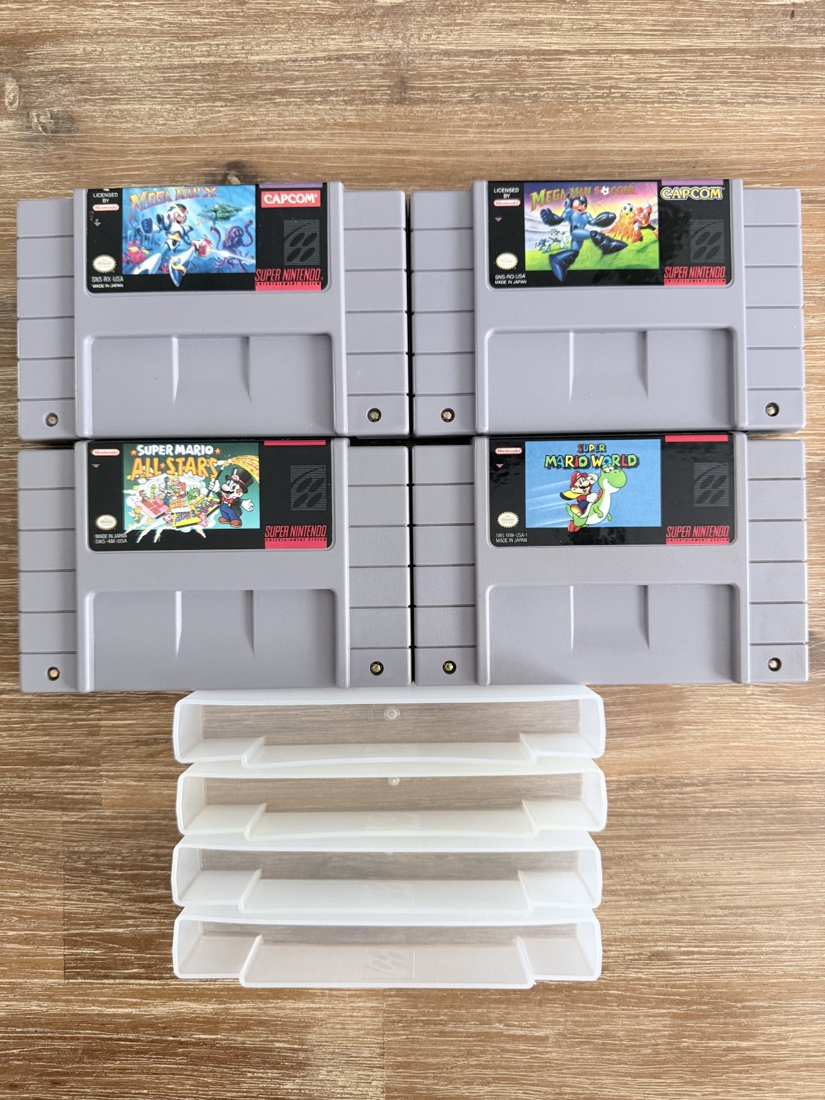 Super NES Console Bundle w/ 2 Controllers + 4 Games (Mega Man & Mario) + Manuals