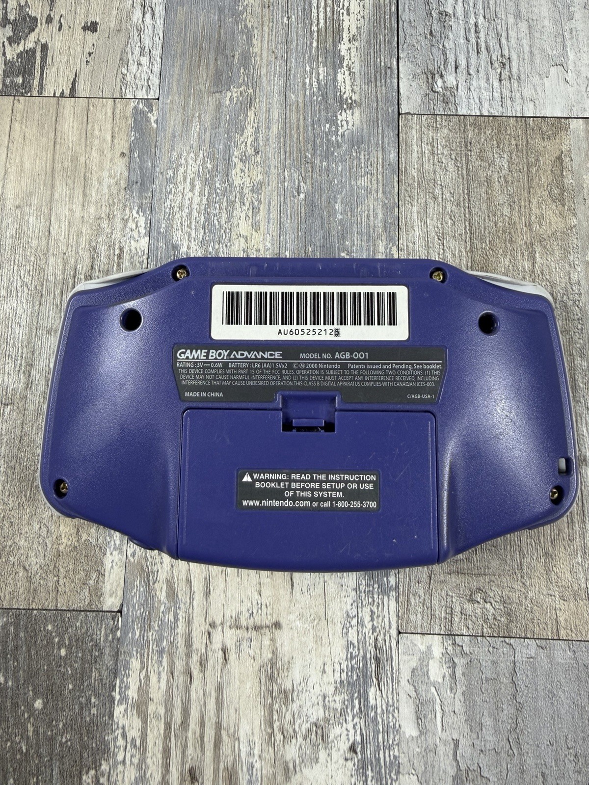 Gameboy Advance Console System Indigo Purple AGB-001 Nintendo GBA Tested