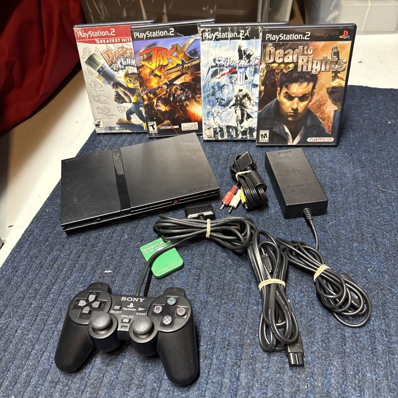 Sony PlayStation 2 PS2 Slim Console SCPH-75001 Bundle OEM Controller + Cables