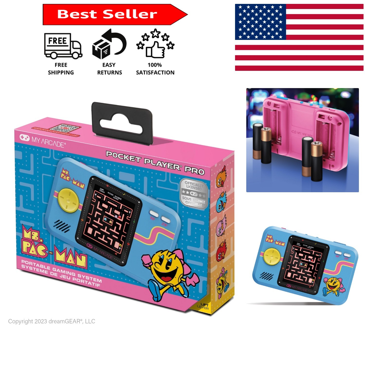 Ms. Pac-Man Pocket Player Pro: Portable Retro Gaming with 2.75
