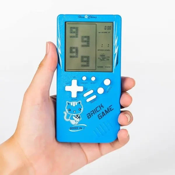 Retro Handheld Game Console 9999 Games -Blue with Adjustable Difficulty & Speed!
