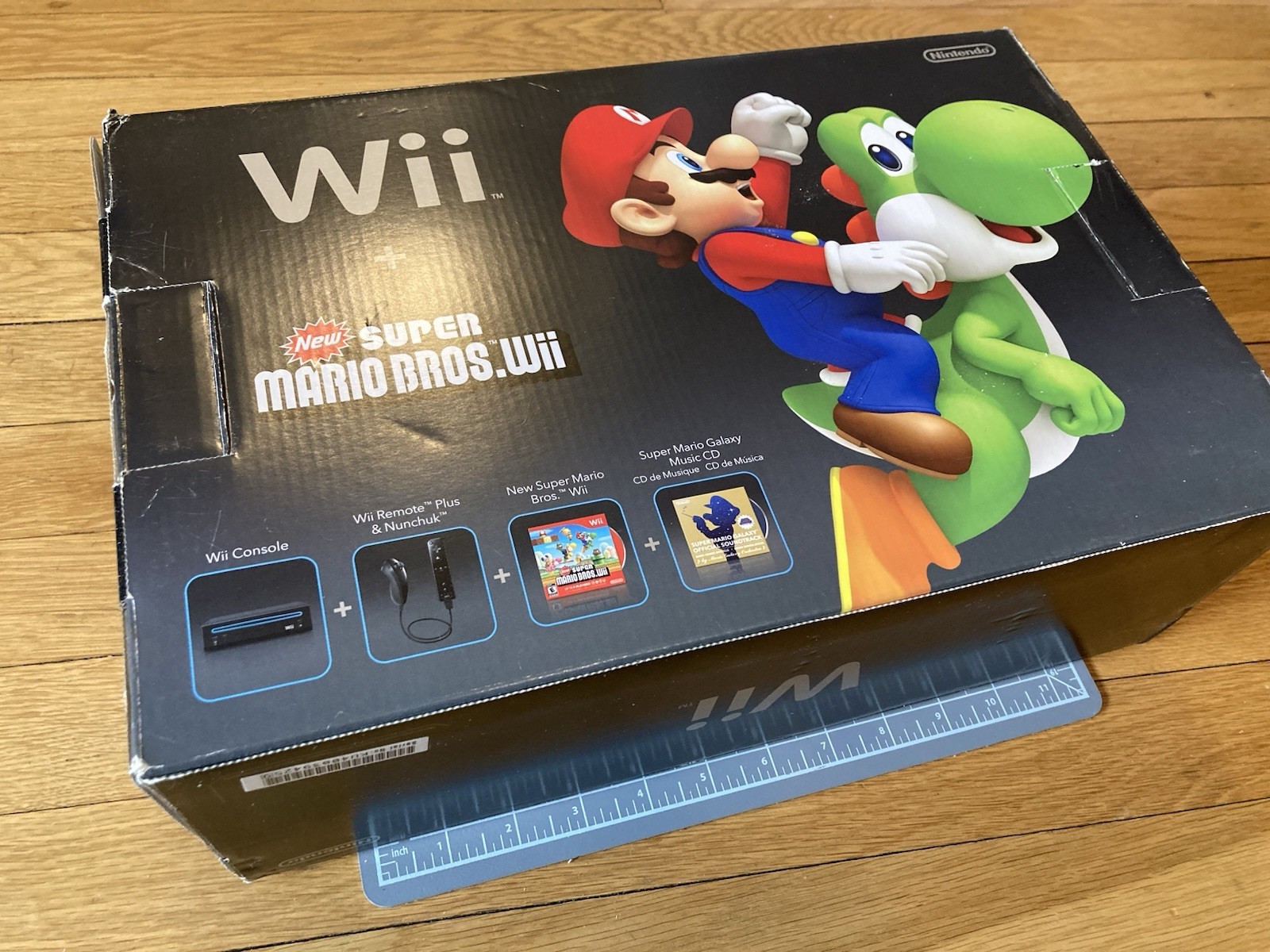 NEW Black Nintendo Wii Open box, includes Super Mario Bros. Wii