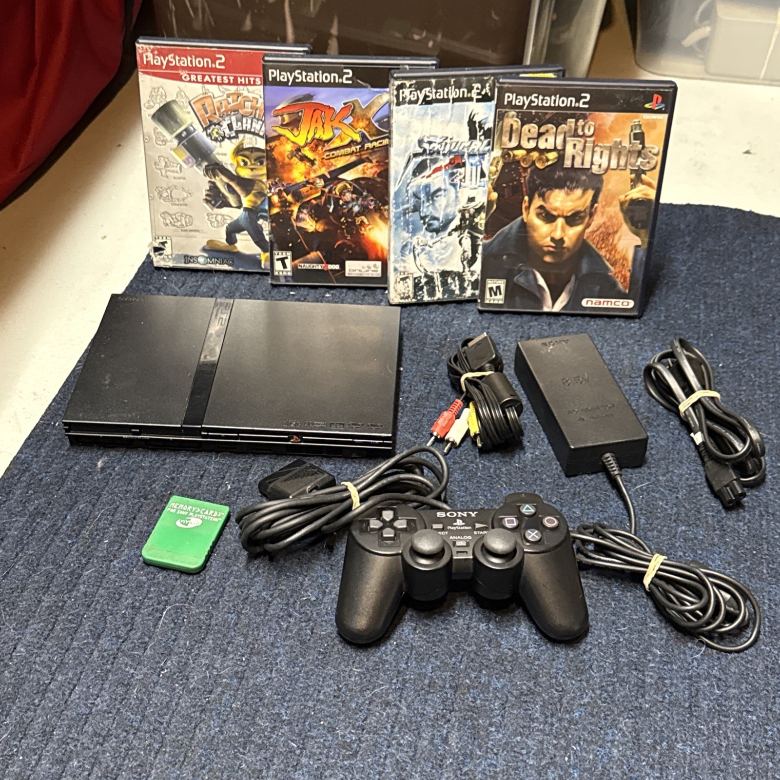 Sony PlayStation 2 PS2 Slim Console SCPH-75001 Bundle OEM Controller + Cables