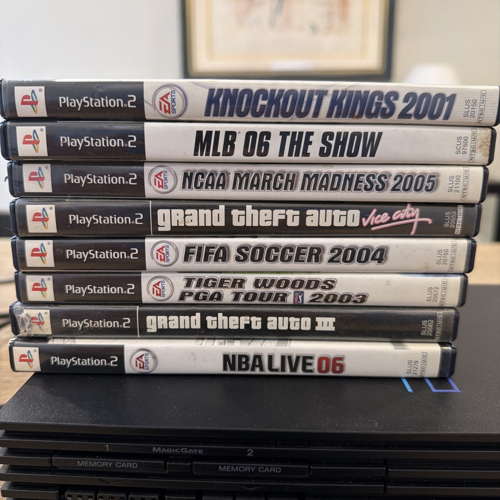 Sony Playstation 2 Fat PS2 Console SCPH-30001 w/ Controller & 8 Games GTA Vice