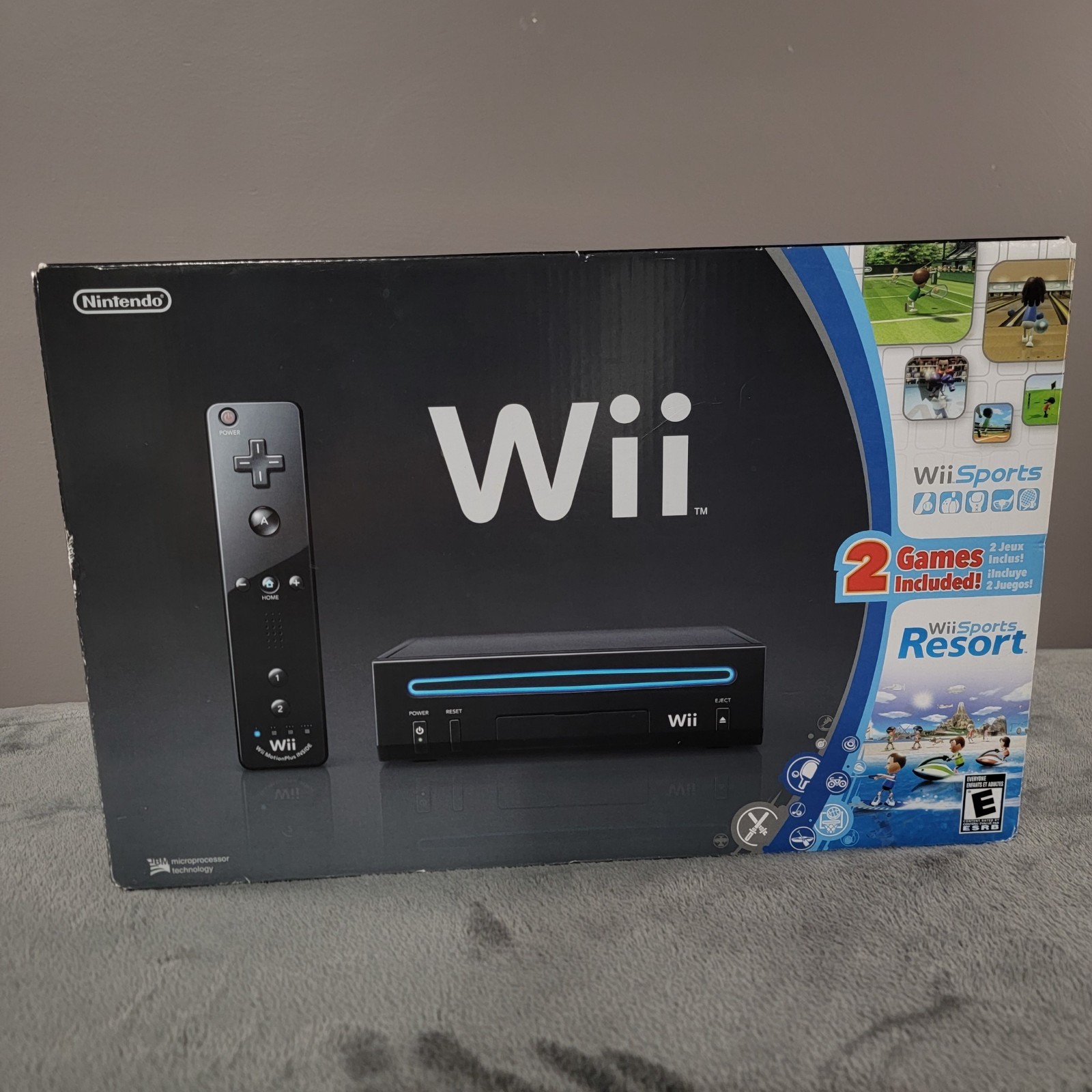 NEW Nintendo Wii With Wii Sports + Wii Sports Resort Black Console System Bundle