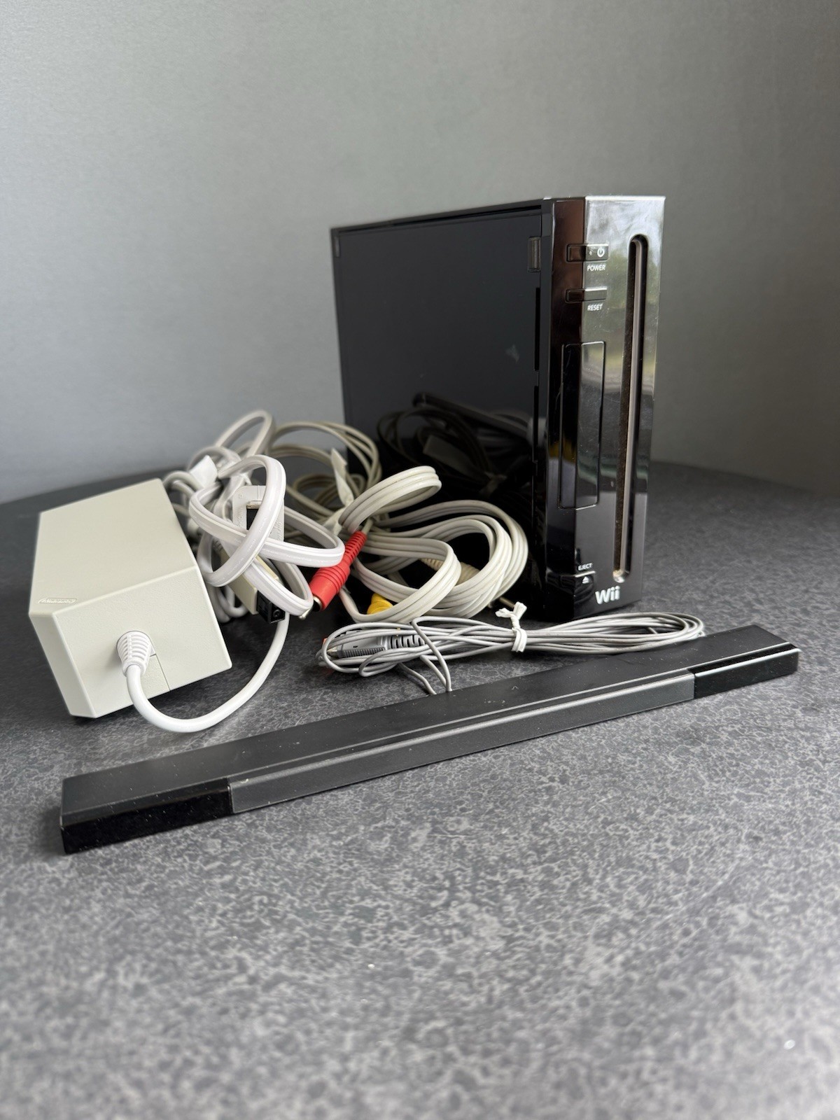 Nintendo Wii Console Model RVL-001 (USA) Sensor Bar Cables Tested-No Remote BLK