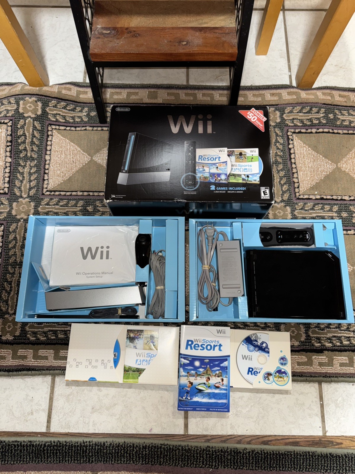Nintendo Wii Black Console Bundle COMPLETE IN BOX l GameCube Backward Compatible