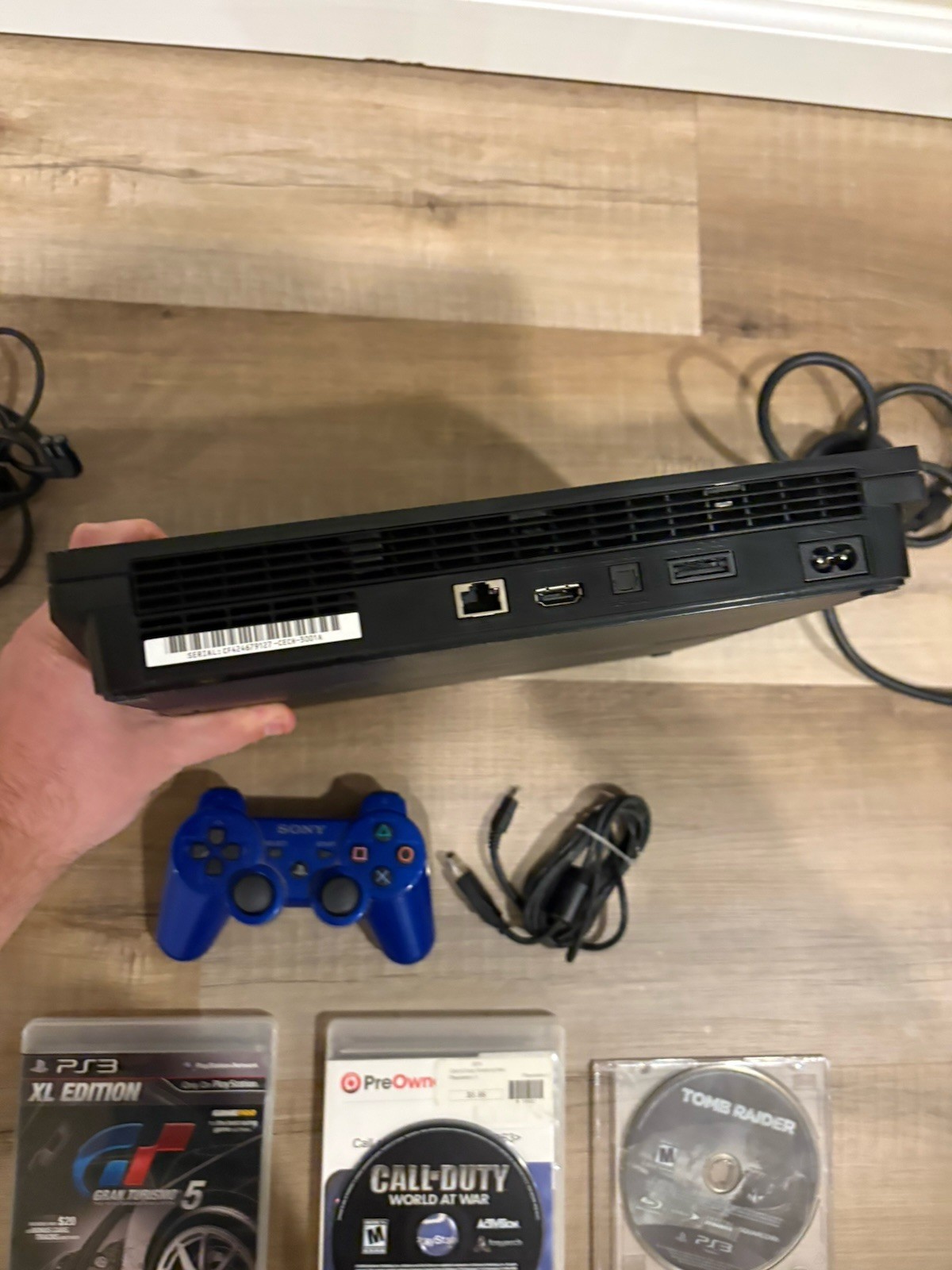 Sony PlayStation PS3 Slim Console CECH-3001A 150GB 2 Controllers,Cords & 4 Games