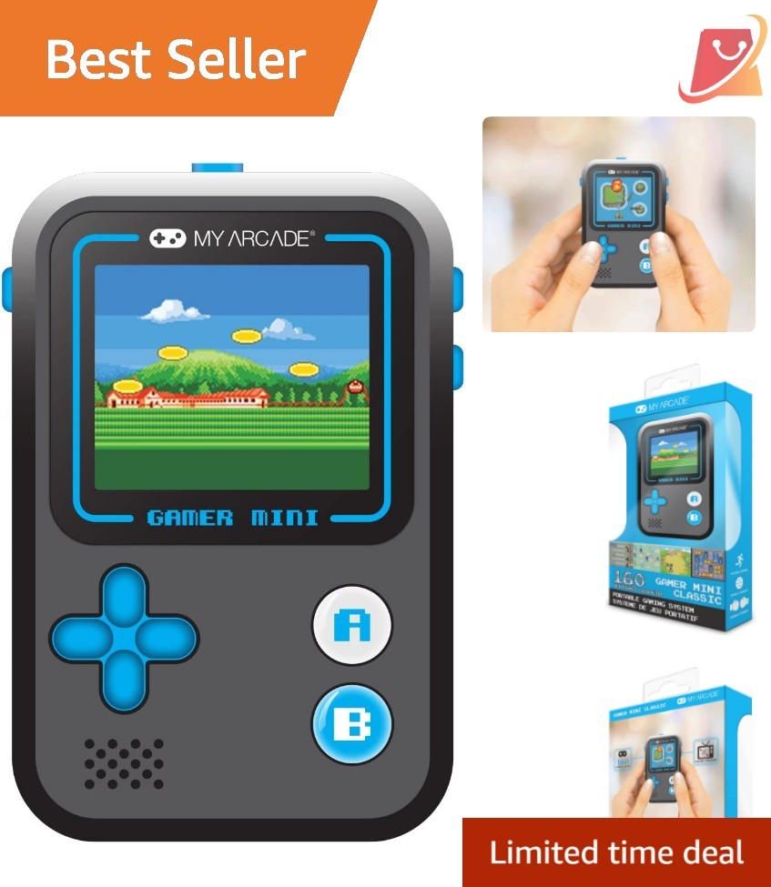 Mini Handheld Gaming System Blue 160 Games 1.8-inch Color Display Portable Kid