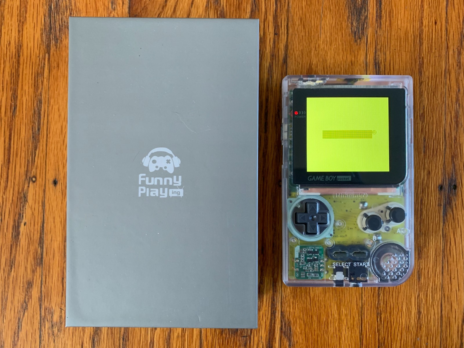Nintendo Game Boy Pocket clear console system OSD IPS backlit screen yellow pcb