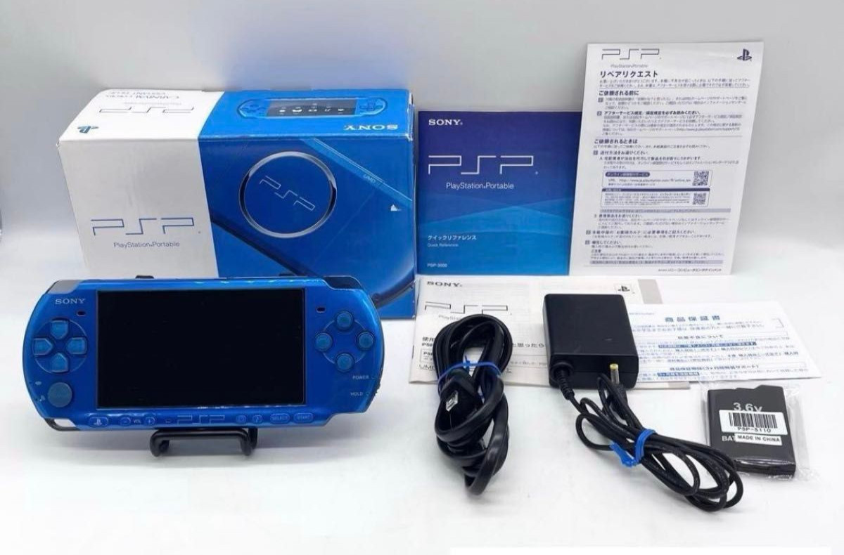 Sony PSP-3000 Vibrant Blue Console CIB Tested