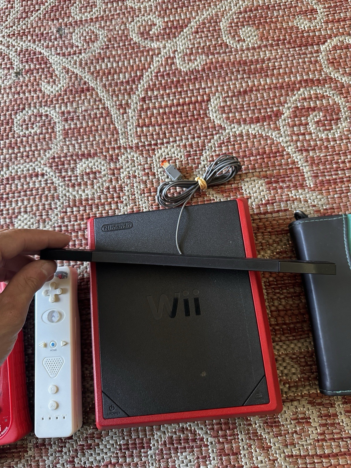Nintendo Wii mini Red/Black Console Bundle w/ Sensor Bar, Cables & 2 Remotes