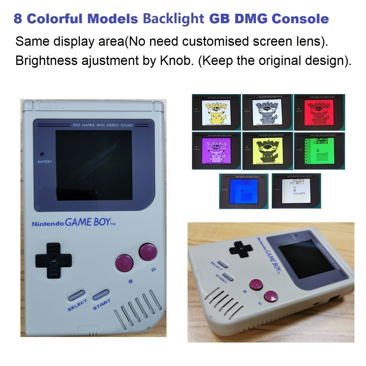 8 Color Palettle RIPS V3 Backlight Nintendo Game Boy DMG Console – Grey