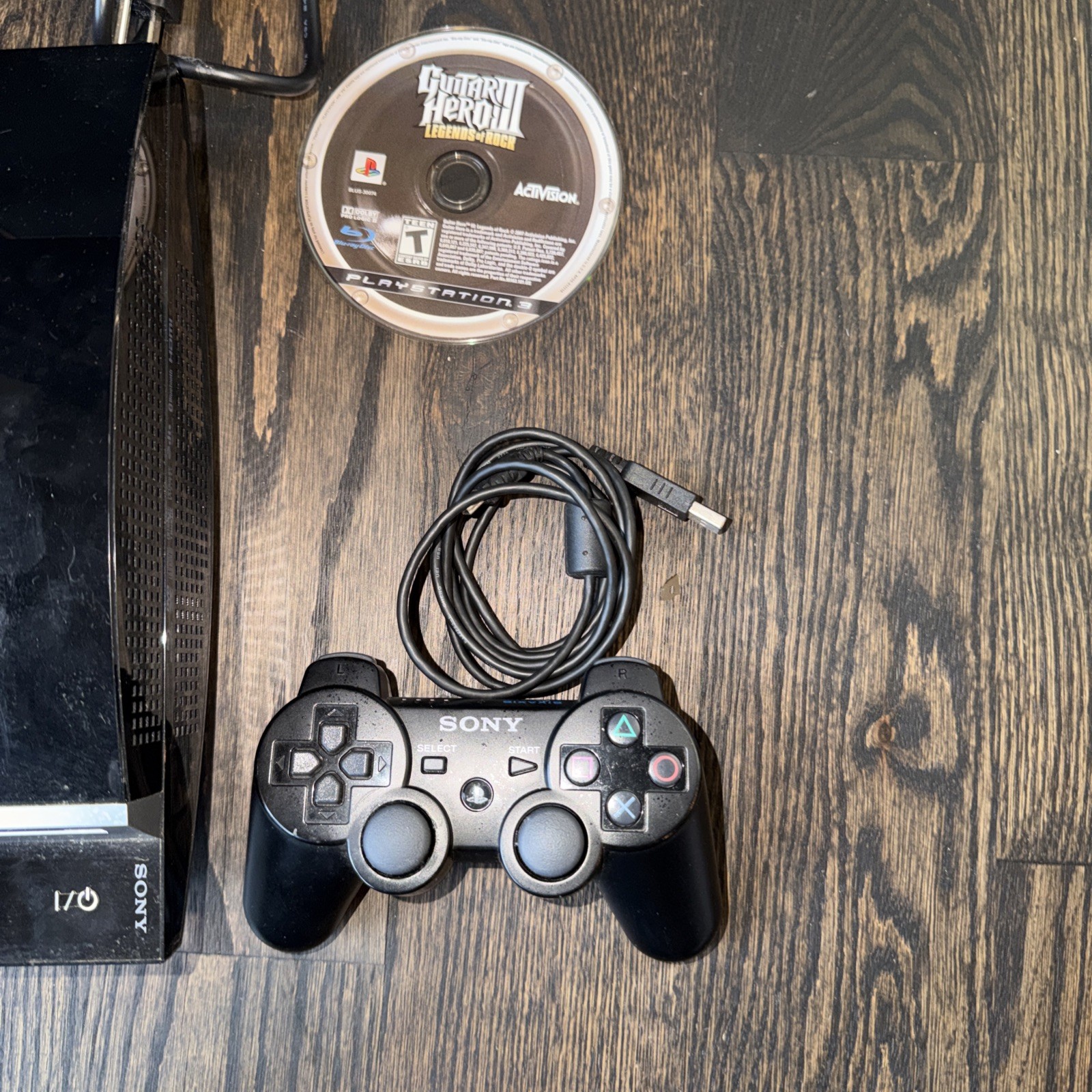 PlayStation 3 PS3 Fat 37GB Console WORKING w/ Controller, Cables, Guitar Hero 3