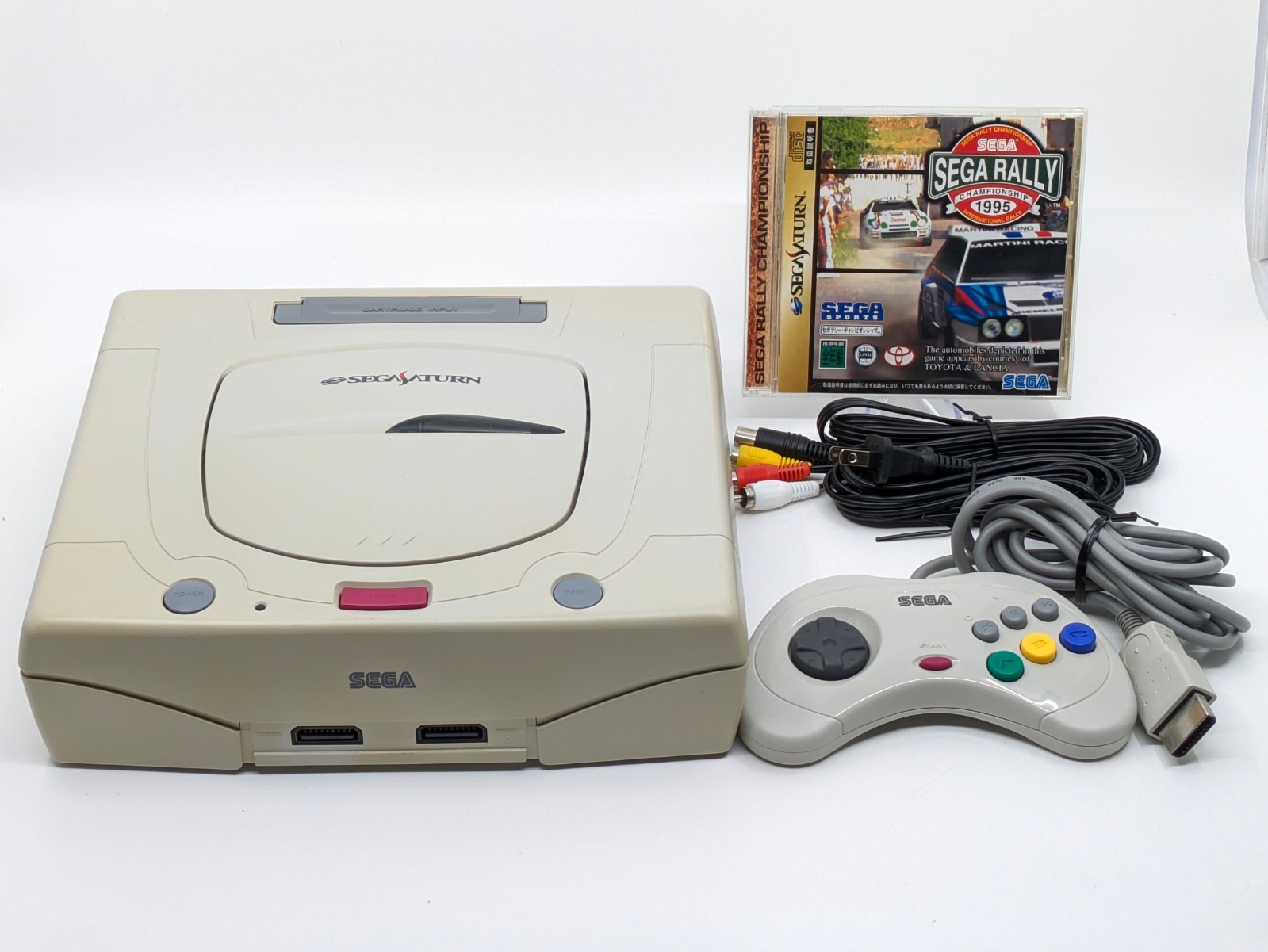 Sega Saturn White HST-3220 NTSC-J Japan Tested w/ SEGA RALLY