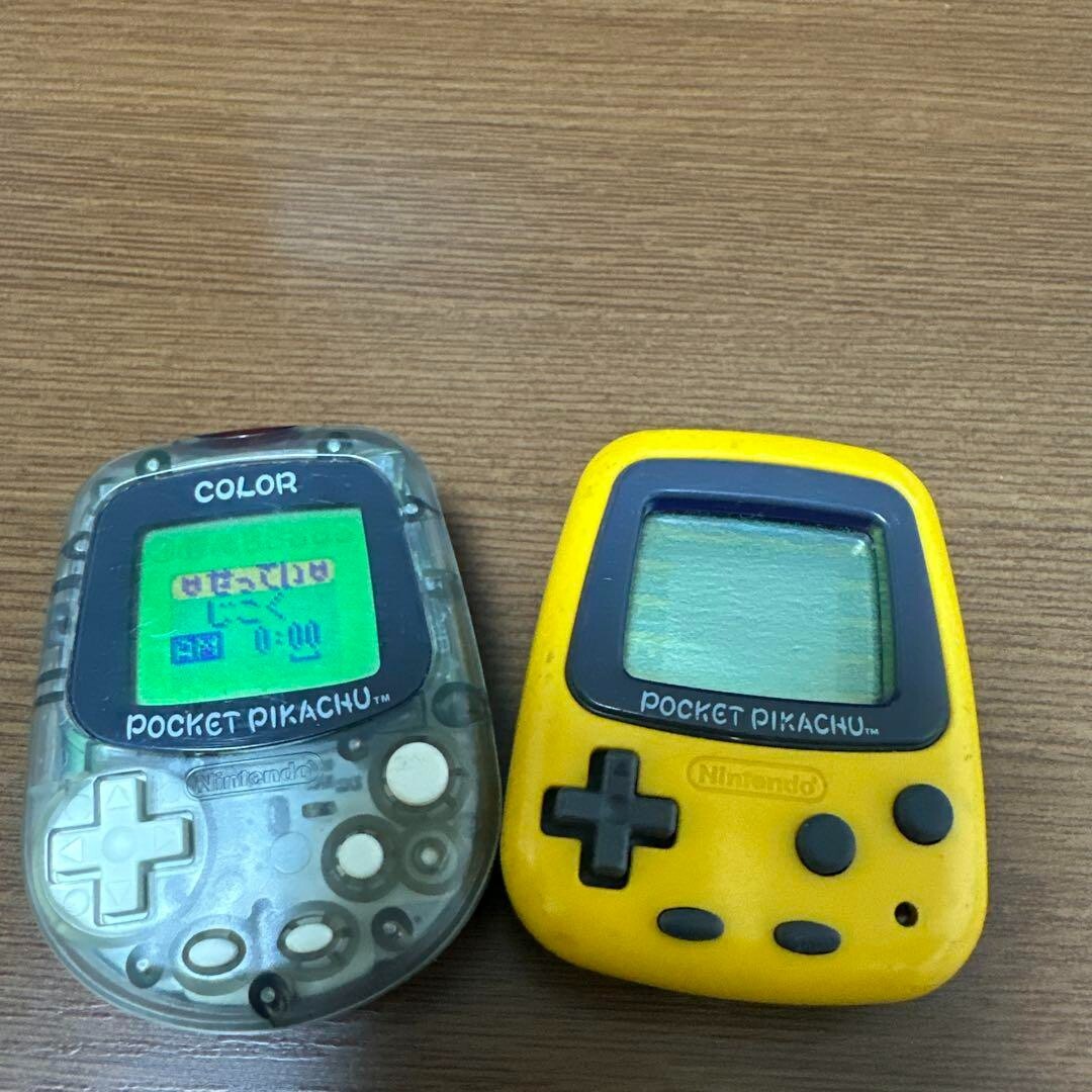 NINTENDO Pocket Pikachu Color Yellow & Clear 2 set Pedometer Pokemon Used Tested