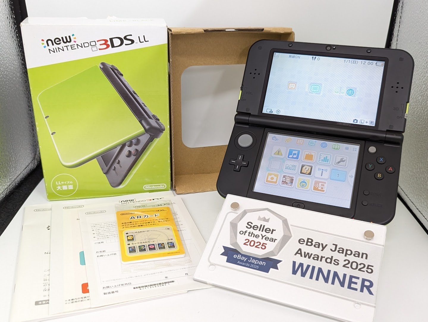B1427 Nintendo new 3DS LL XL console Lime Green Japan w/ pen box mannual fx