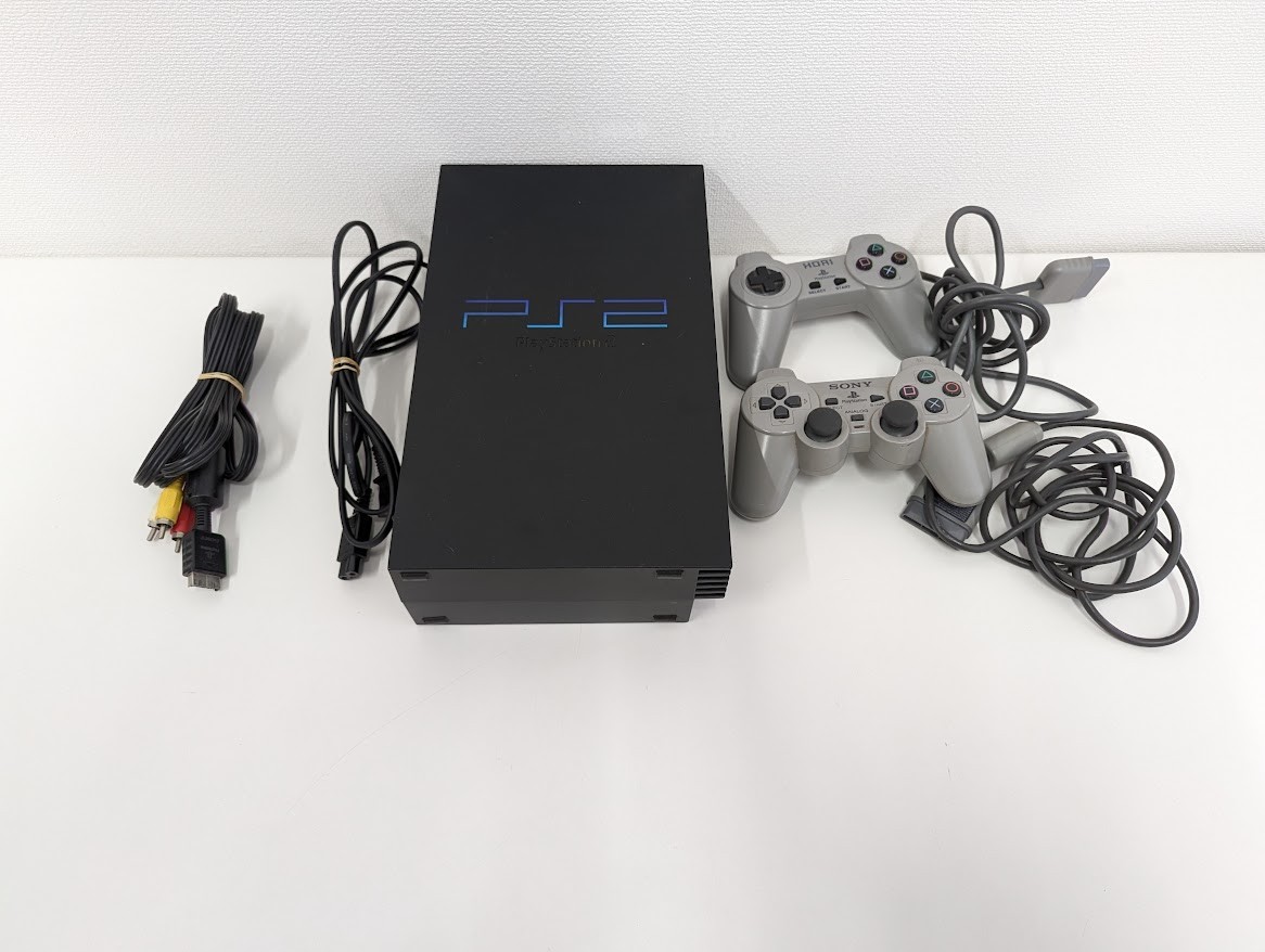 Z504 Sony PlayStation 2 SCPH-37000 Black PS2 Console HORI controller USED NTSC-J