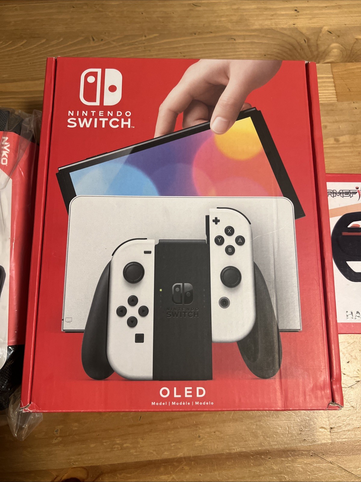 New Nintendo Switch OLED 64GB Model w/ White Joy-Con System Console case and ste