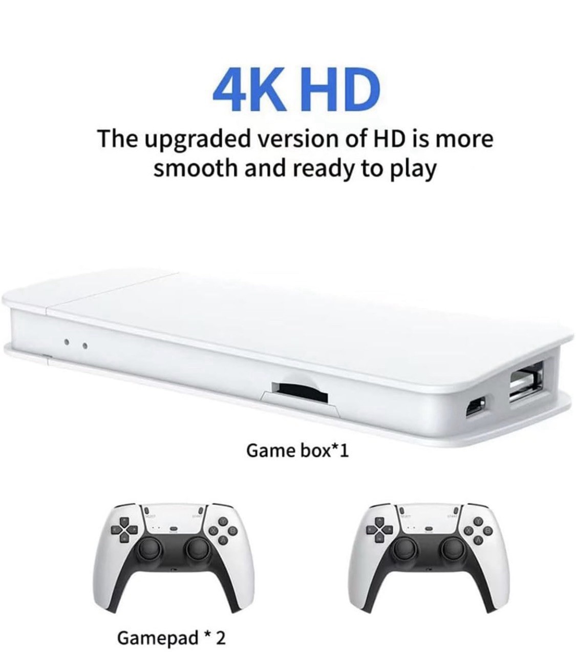 4K HD Handheld Game Console Wireless Controllers HDMI White Black 3D
