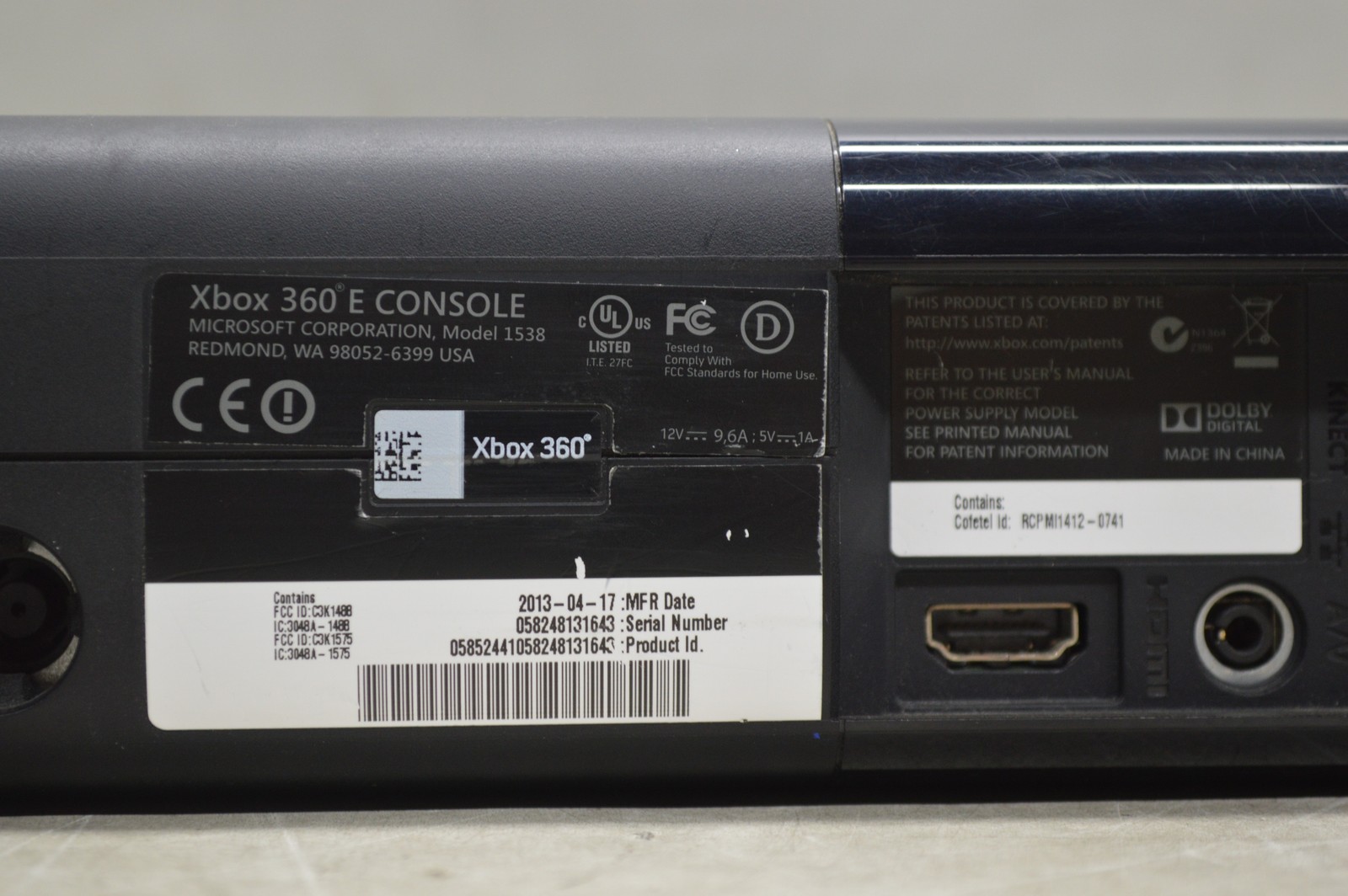 Microsoft Xbox 360 e Model 1538 Black No HDD Video Game Console *Console Only*