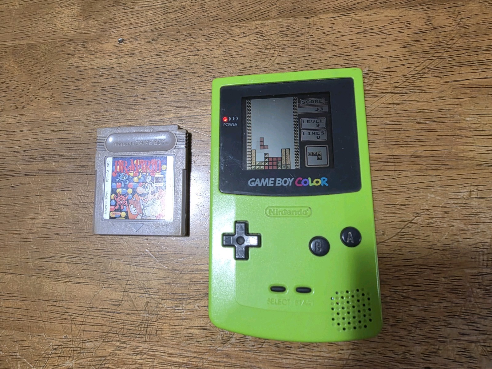 Nintendo Game Boy Color Green Handheld Game Console with Dr Mario + Tetris