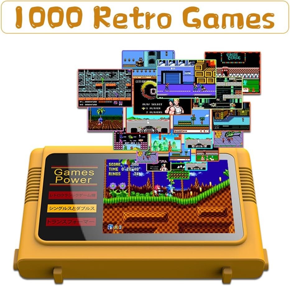 Retro Game Console 1000 Games 2.8 inch HD Screen Two Wireless Controllers SEALED