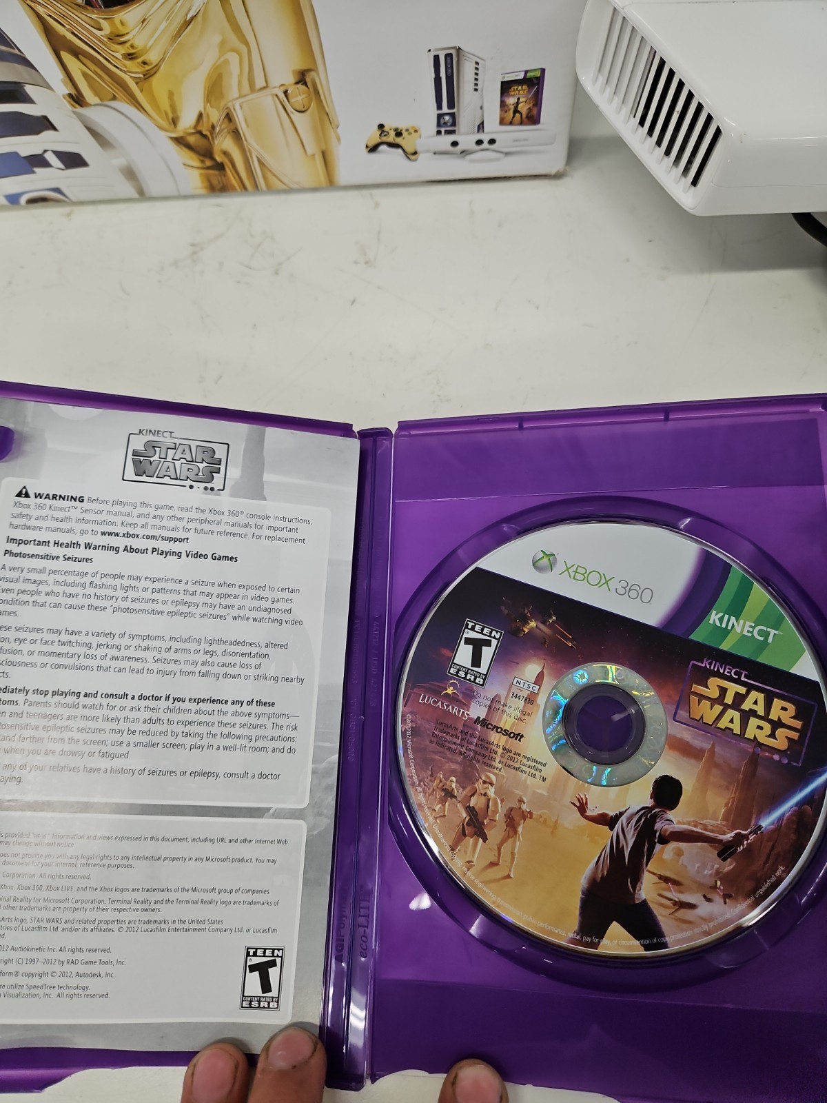 Xbox 360 R2D2 Star Wars Console C3PO Controller White Kinect Games 320GB Box