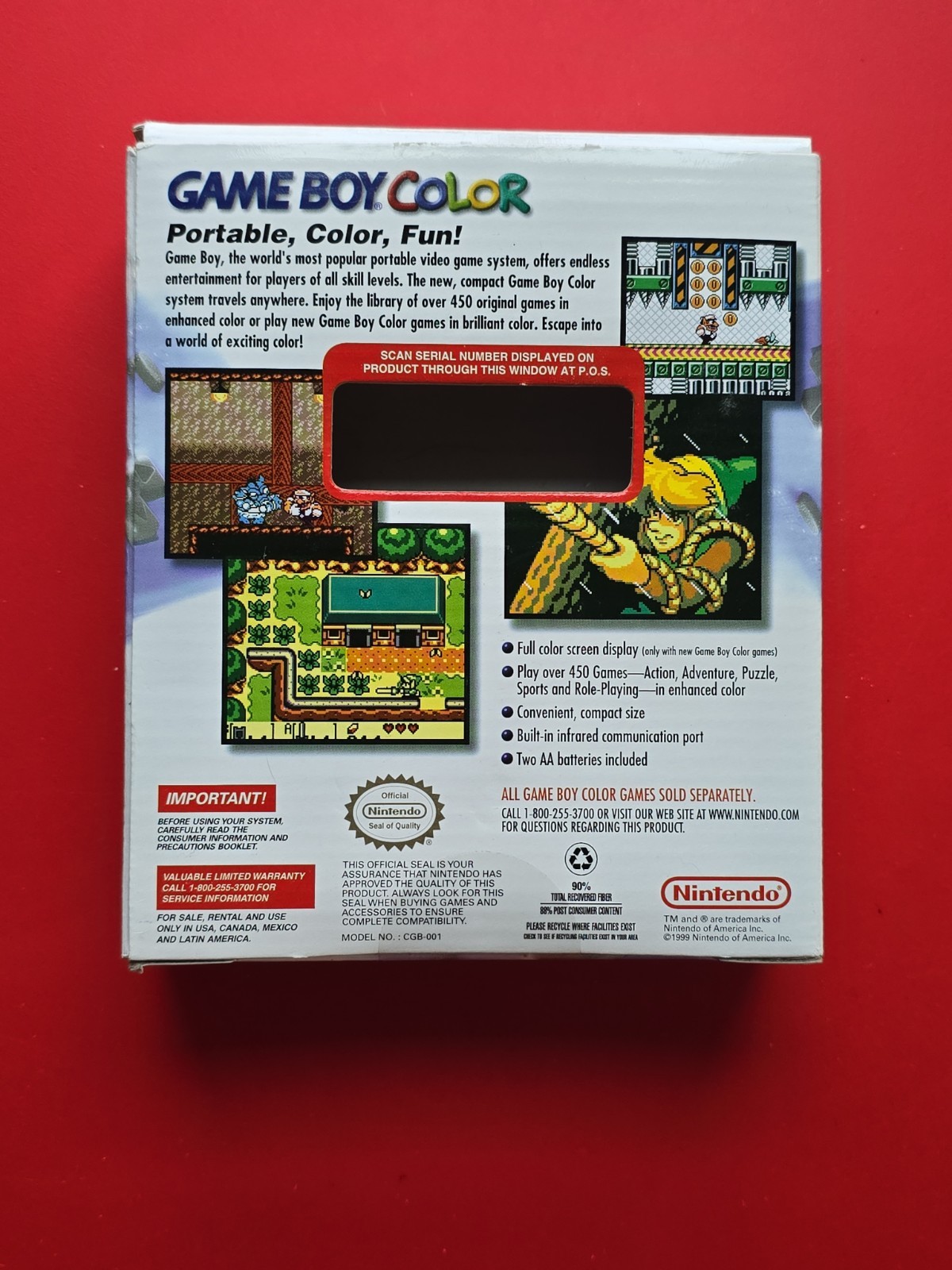 Game Boy Color Handheld System Complete Grape Purple CGB-001 Authentic USA Nice