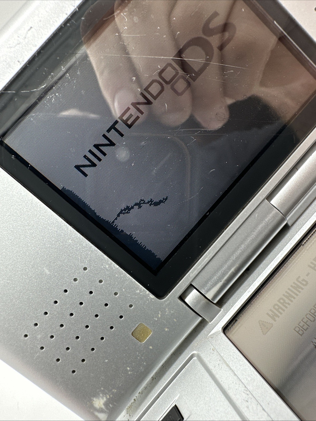Nintendo DS Handheld System – Silver/ With Stylus- No Charger READ SEE PICS!!!