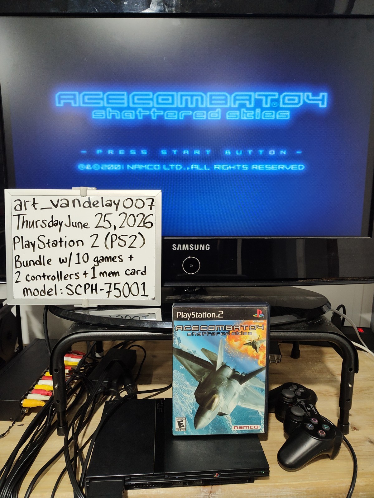 Sony PlayStation 2 Black PS2 Console Bundle + 10 Games + 2 Controllers + HDMI!