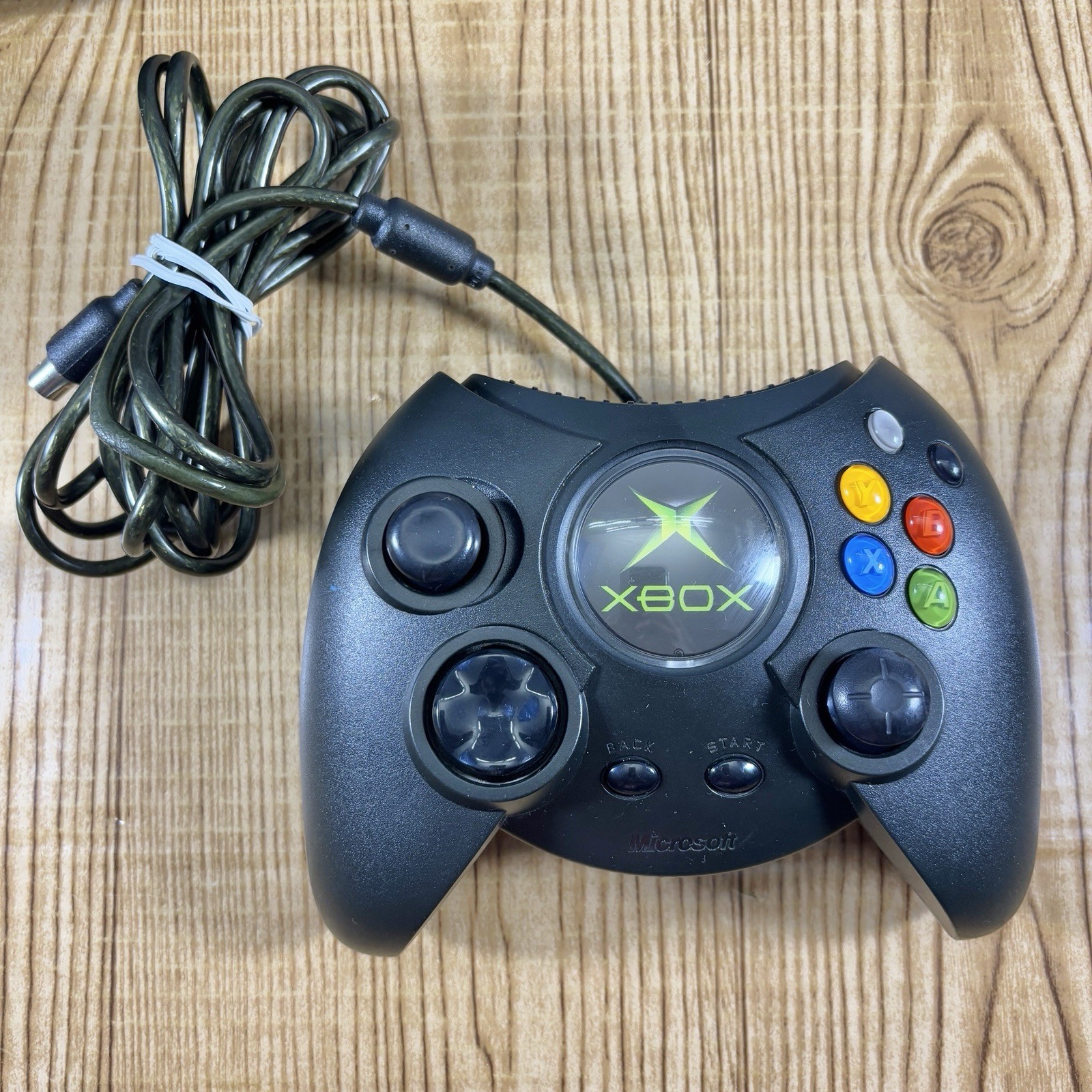 Retro Microsoft OG Xbox CONSOLE 1.0 DUKE Controller AV Cords MFG 2002-3-20 READ