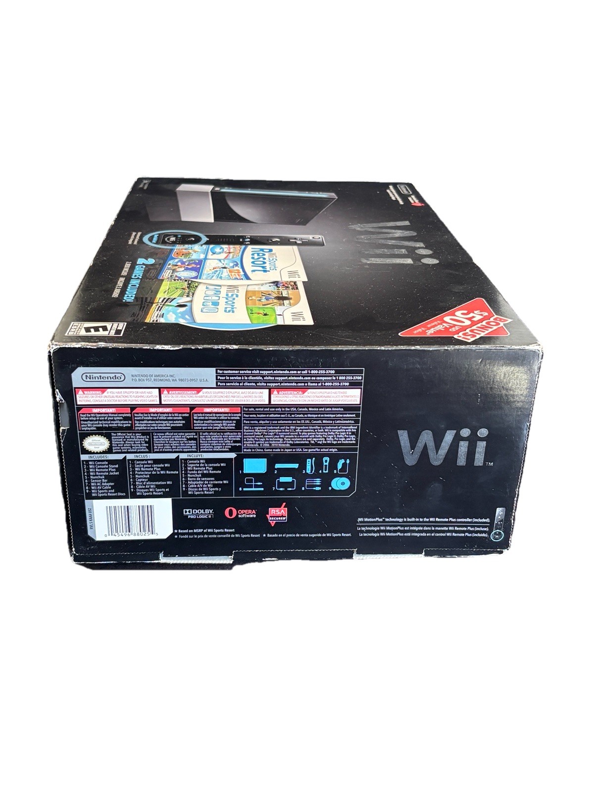 Nintendo Wii Console GameCube Compatible RVL-001 Bundle Wii Sports Resort Black