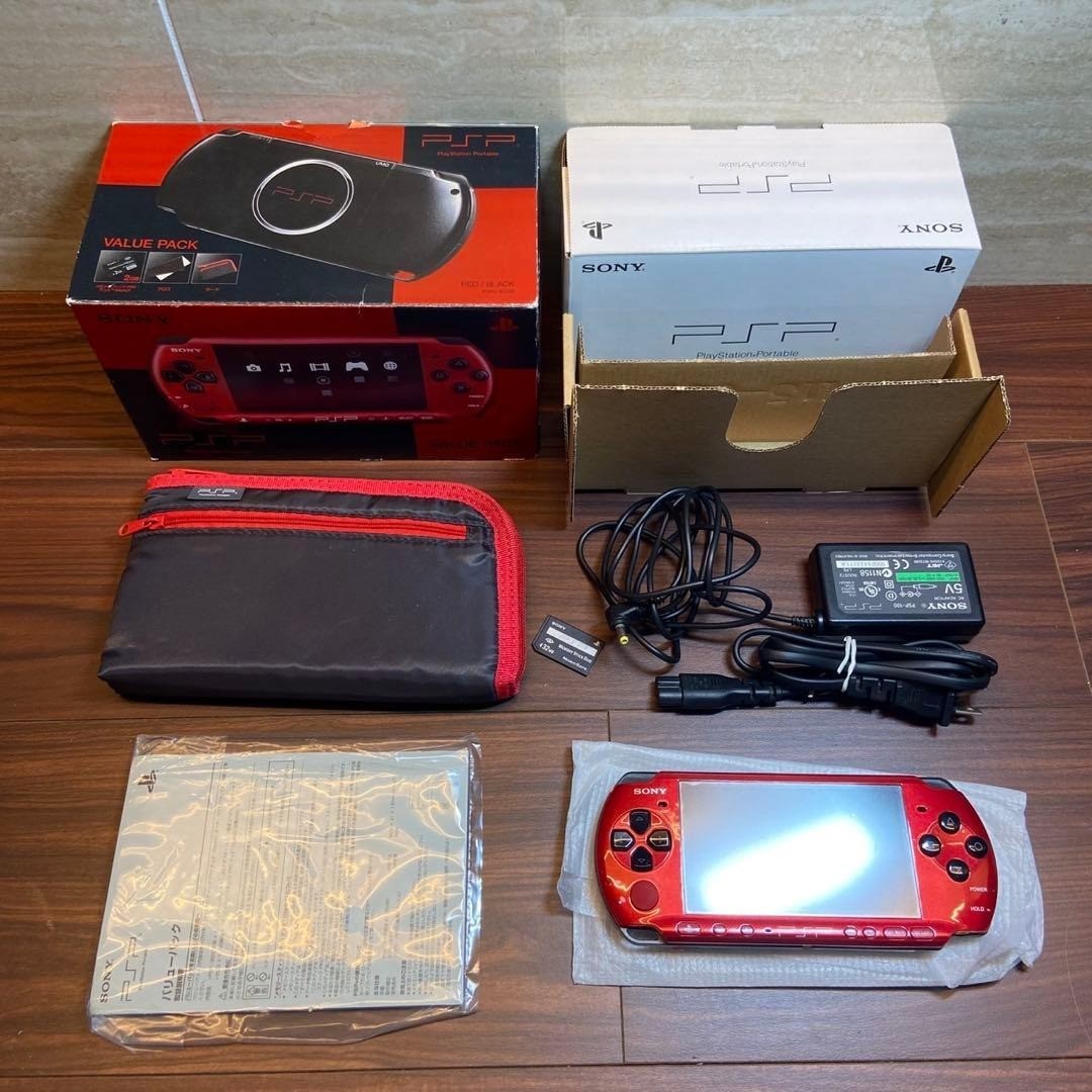 SONY PSP 3000 Value Pack Red Black Console Japan Import PlayStation Portable