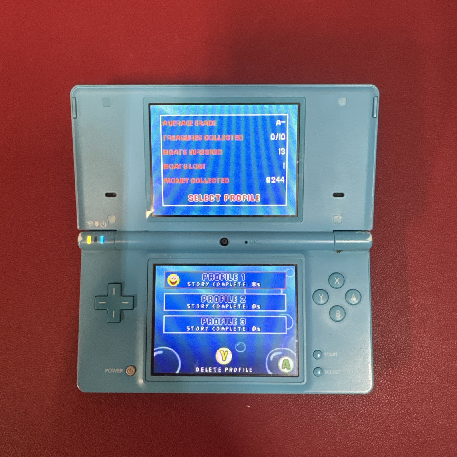 Nintendo DSi Light Blue TWL-001 Console Tested No Charger With Game