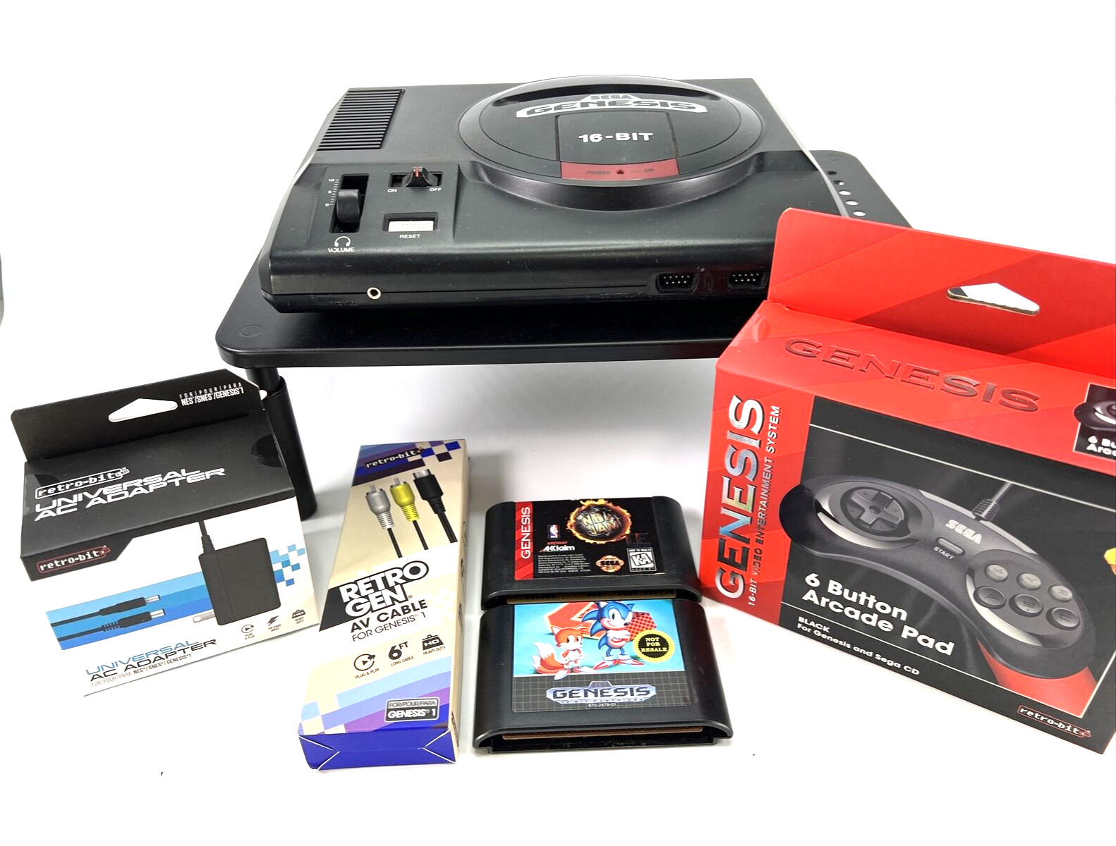Sega Genesis 1 Console Game and Accessory Bundle DEAL Sonic 2 & NBA JAM TE