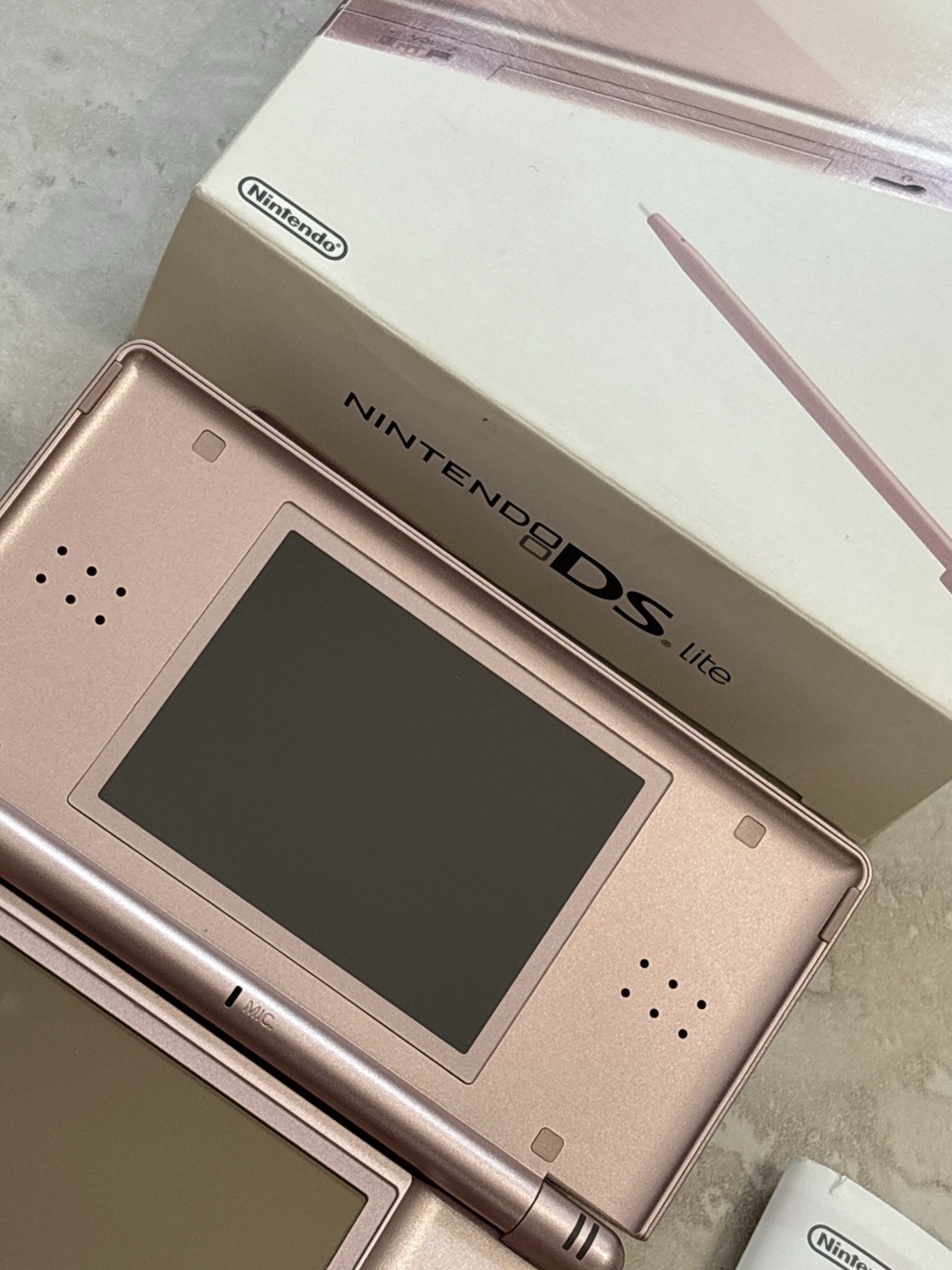 Nintendo DS Lite Metallic Rose With Charger And Stylus Complete In Box Very Good