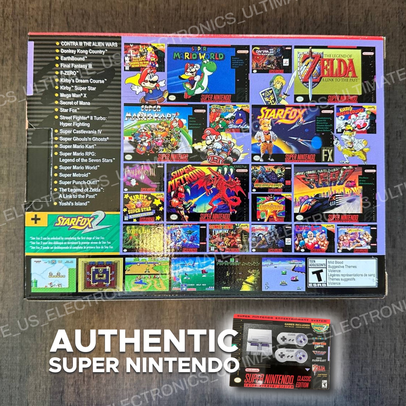 Authentic SNES Super Nintendo Classic Mini Super Entertainment System 21 Games
