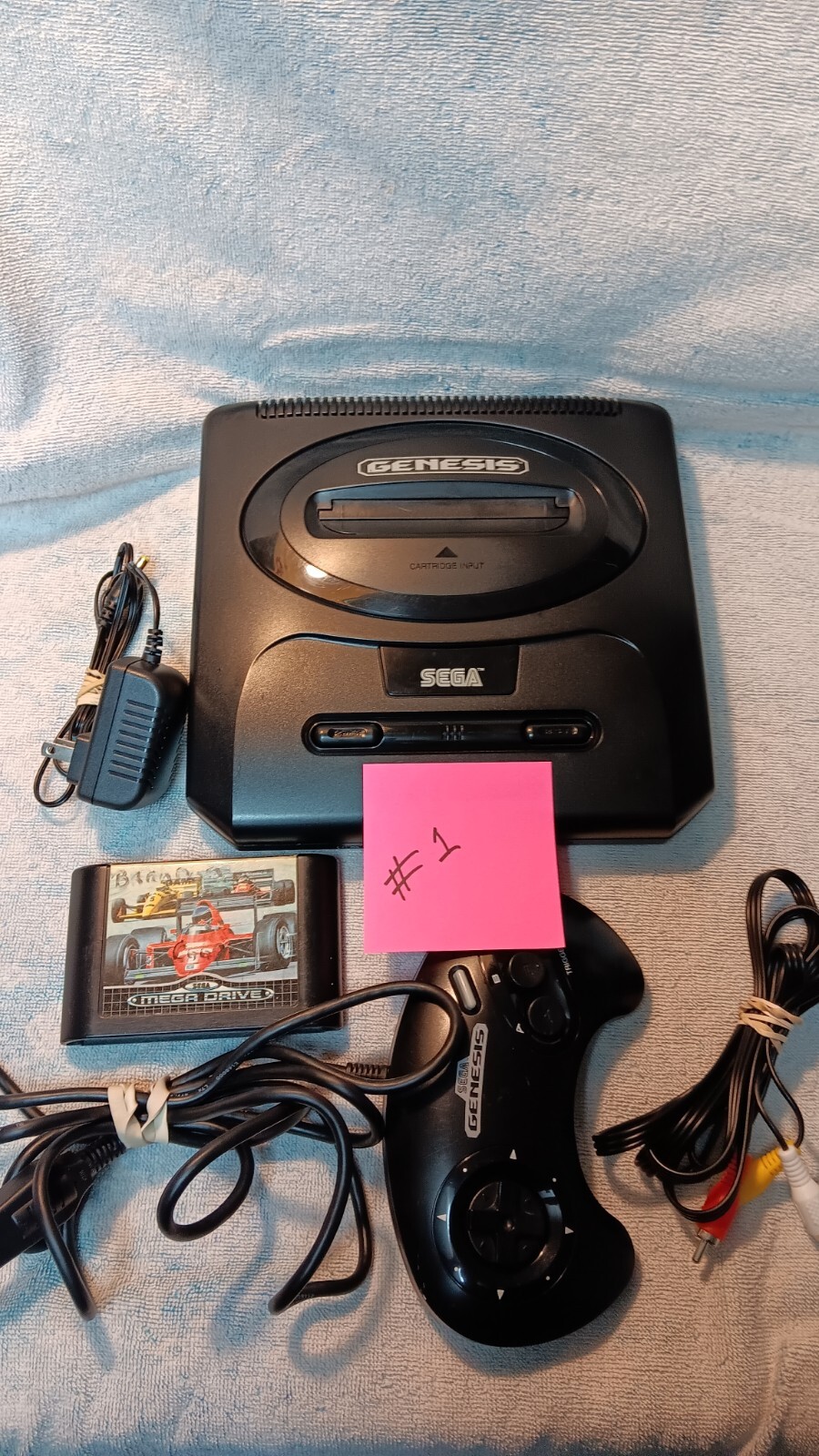 Sega Genesis Model 2 Game Console With Cords Game And One Controller.
