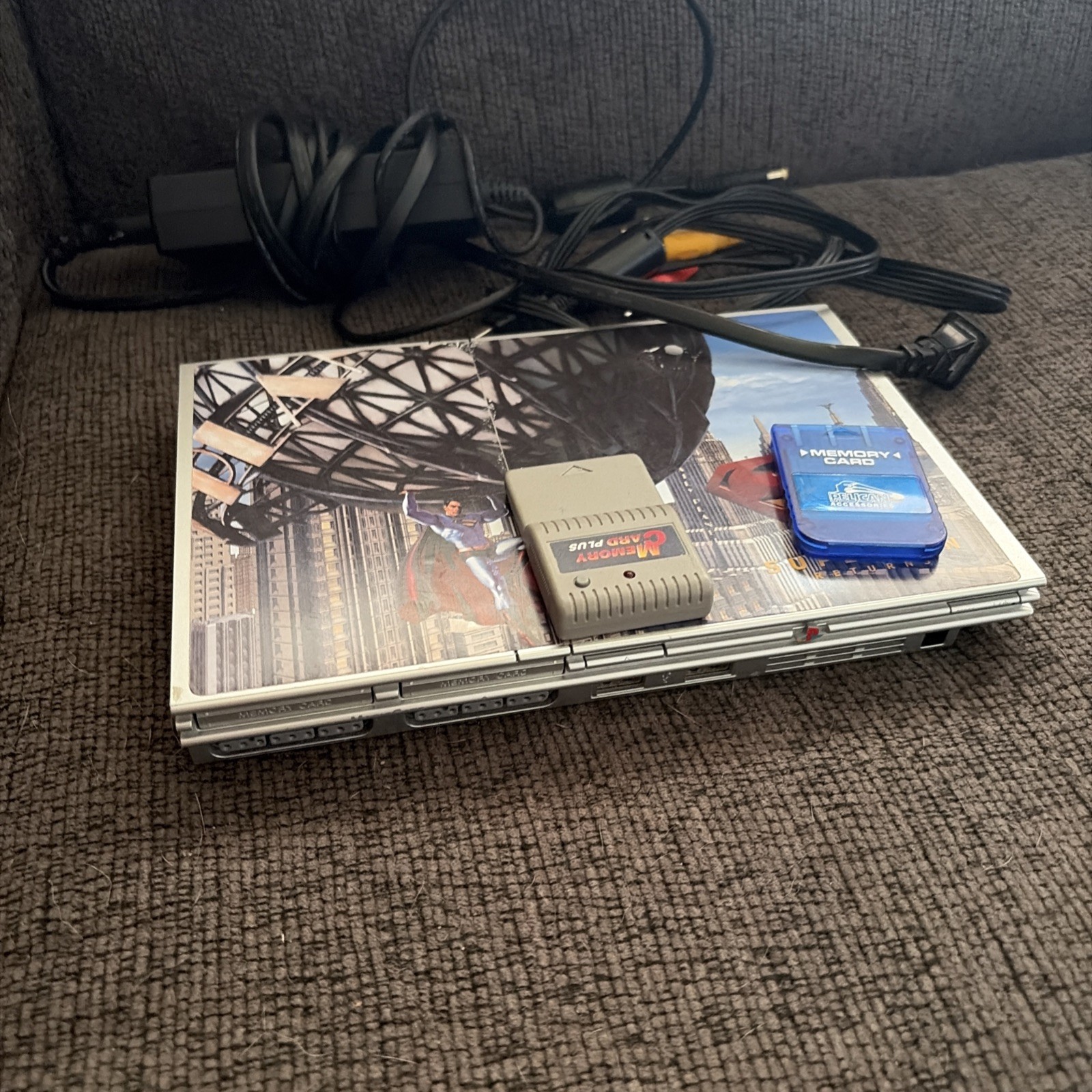 Sony PS2 Slim Silver SCPH-77001 Console W/ Av Cable And Game