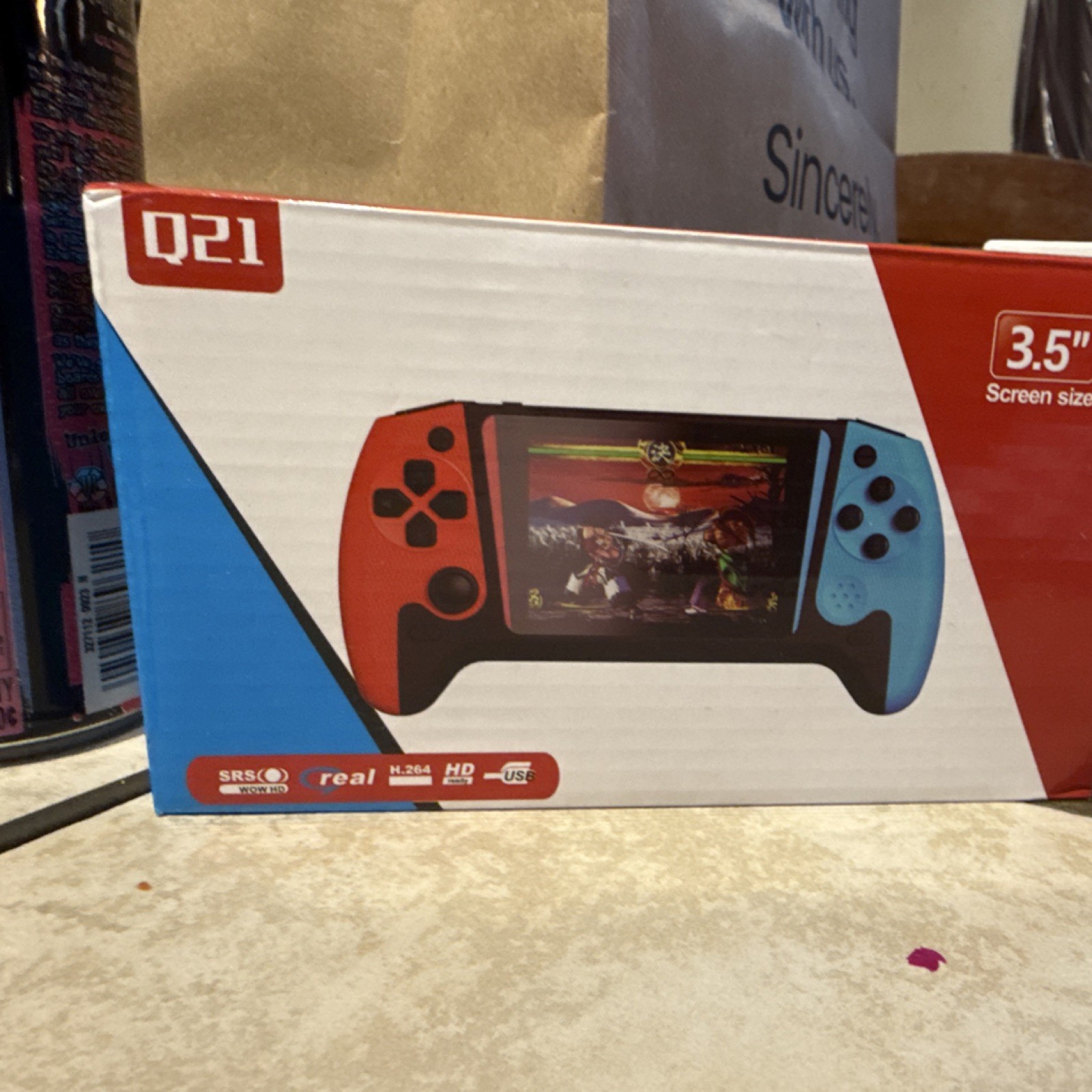 Q21 HD Display Handheld Game Console 3.5″ Large Screen USB Red Blue