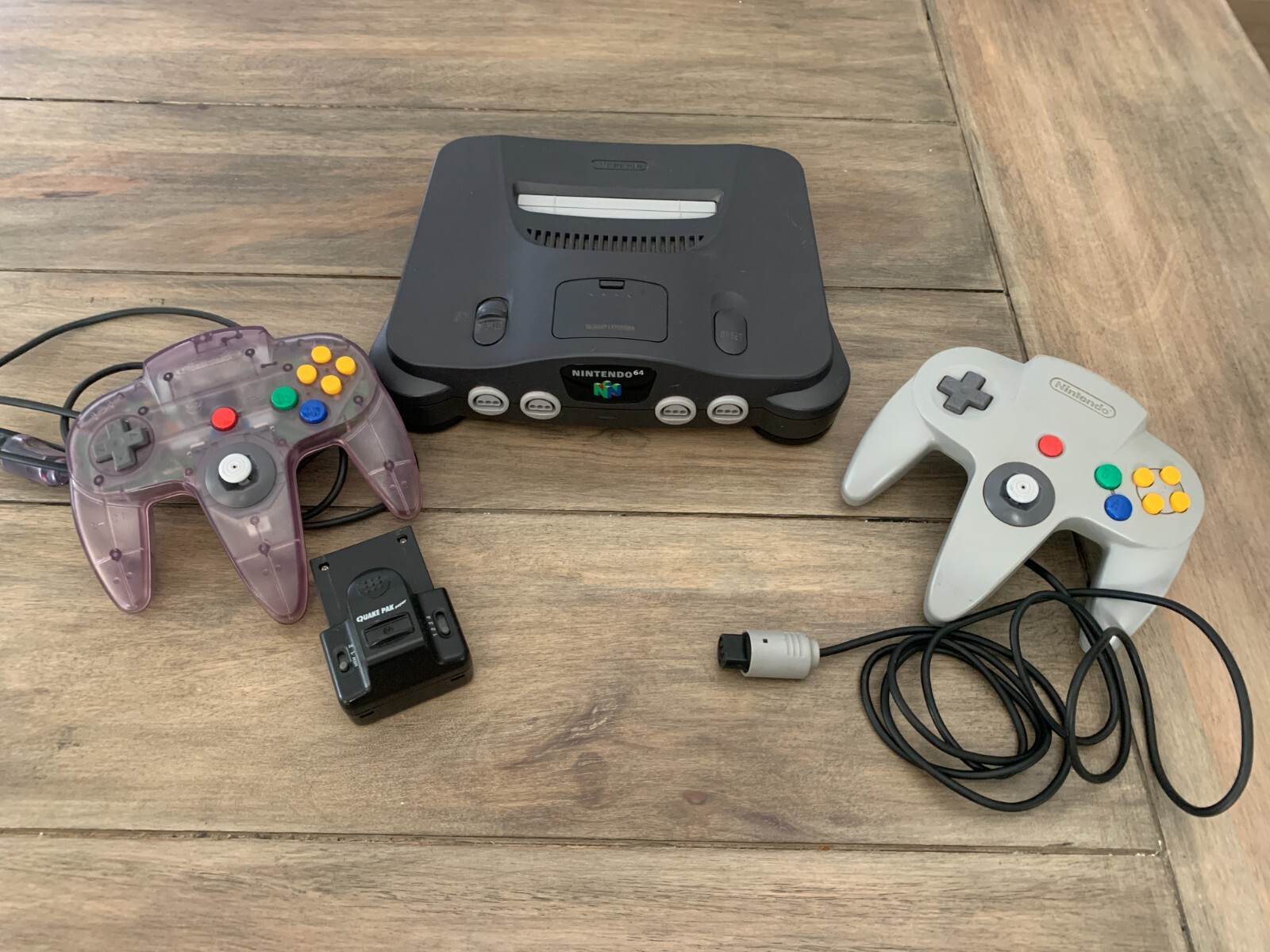 N64 Nintendo 64 Console with 2 controllers (Atomic Purple + Gray both OEM)