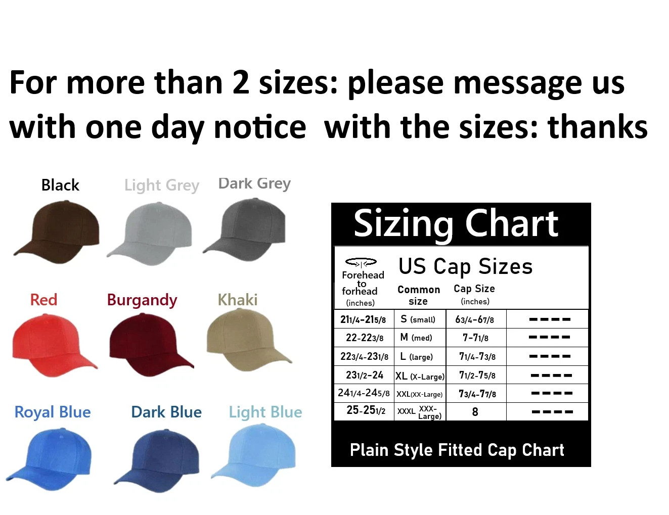 Plain Style Fitted Game Caps Select Color and Size See size chart in listing