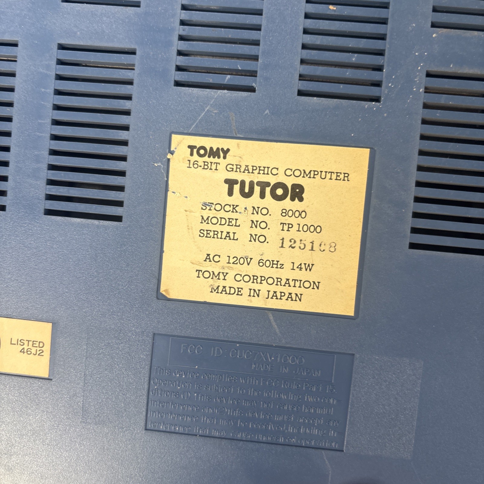 Tomy Tutor Computer – POWERS ON (NOT TESTED)