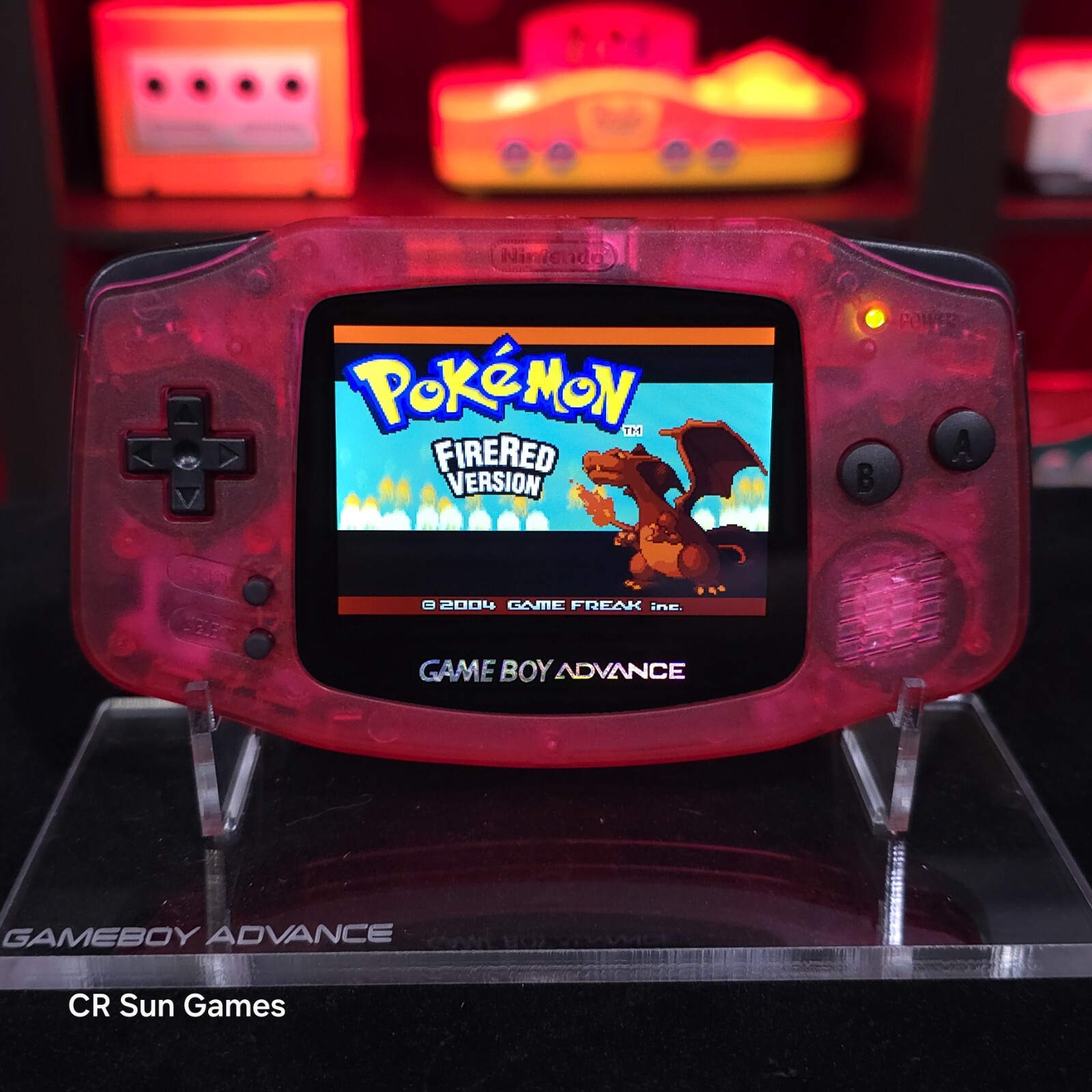 Clear Red Game Boy Advance GBA Console with iPS V5 Backlight Backlit LCD MOD