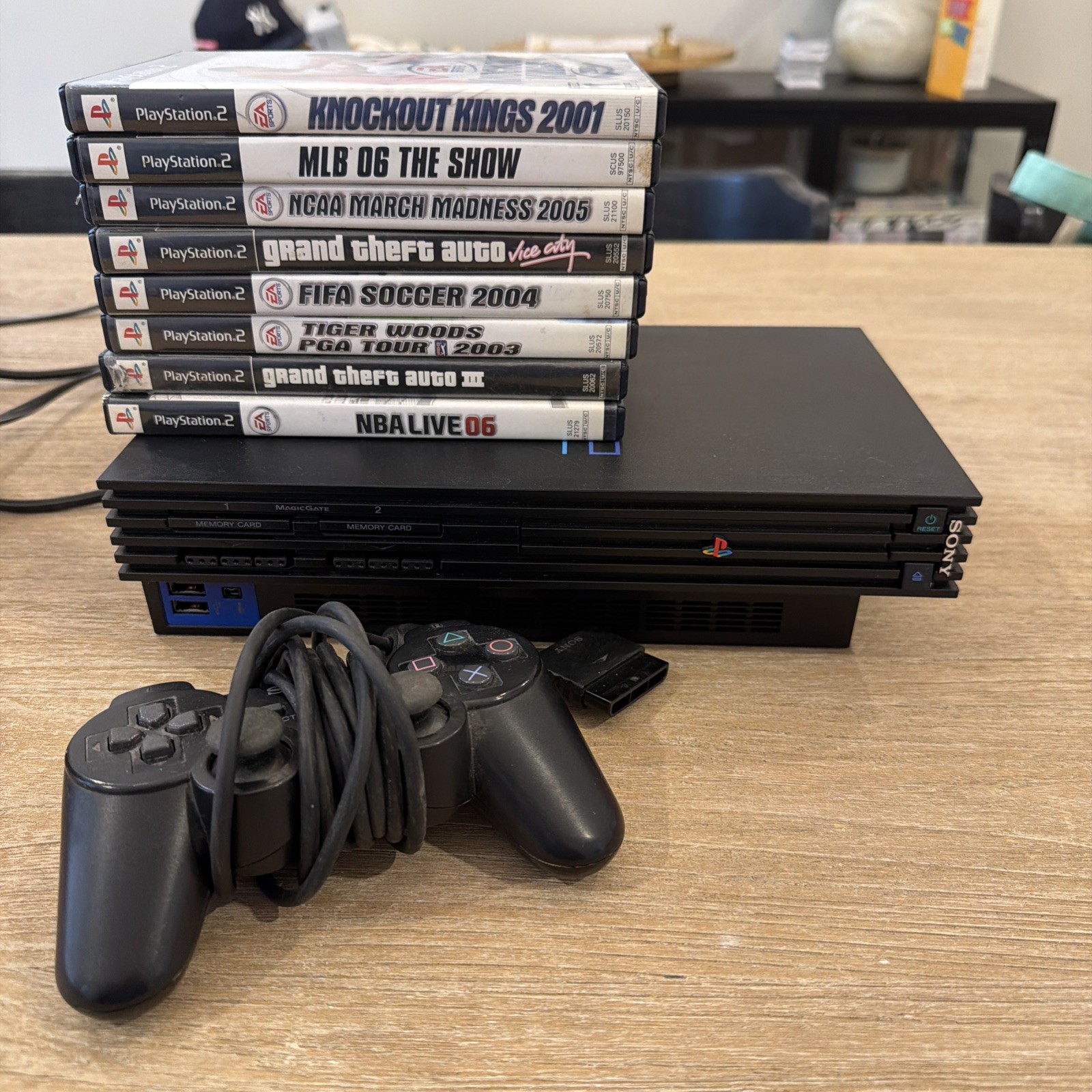 Sony Playstation 2 Fat PS2 Console SCPH-30001 w/ Controller & 8 Games GTA Vice
