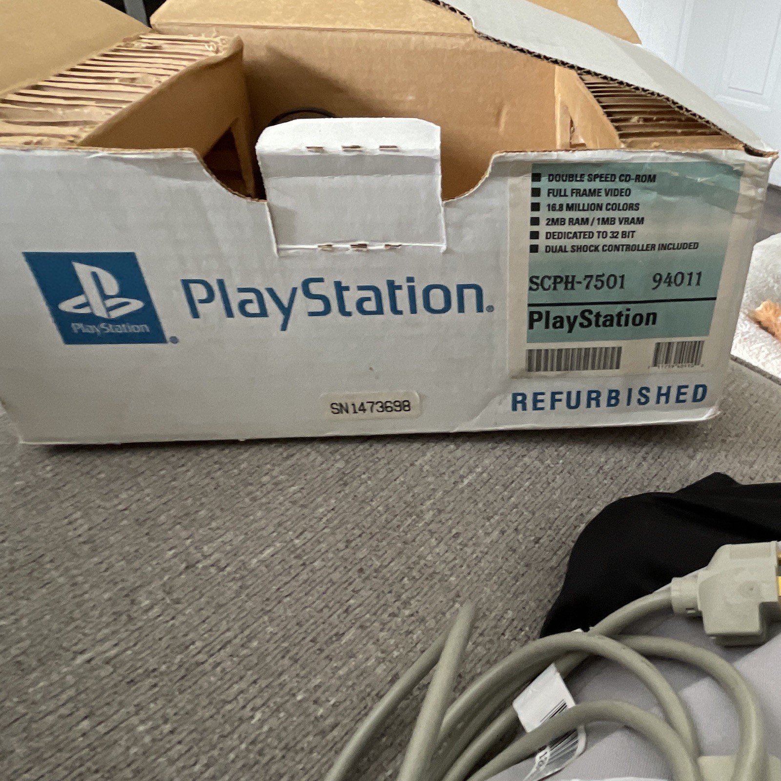 Sony PlayStation PS1 Console SCPH-7501 Gray NTSC-U/C w/ Box, 2 Controllers