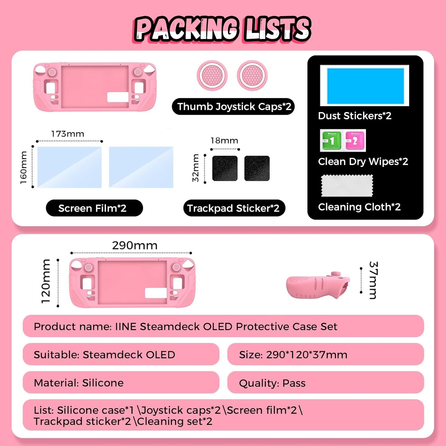 Ultimate Pink 9-in-1 Protective Case for Steam Deck OLED – Easy Clean & Install