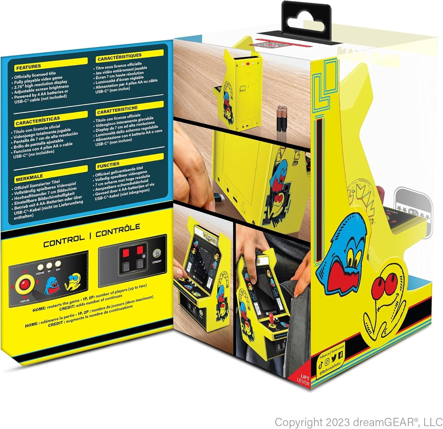 Authentic Pac-Man Micro Player Pro – Handheld Retro Arcade Game, 6.75 Inches