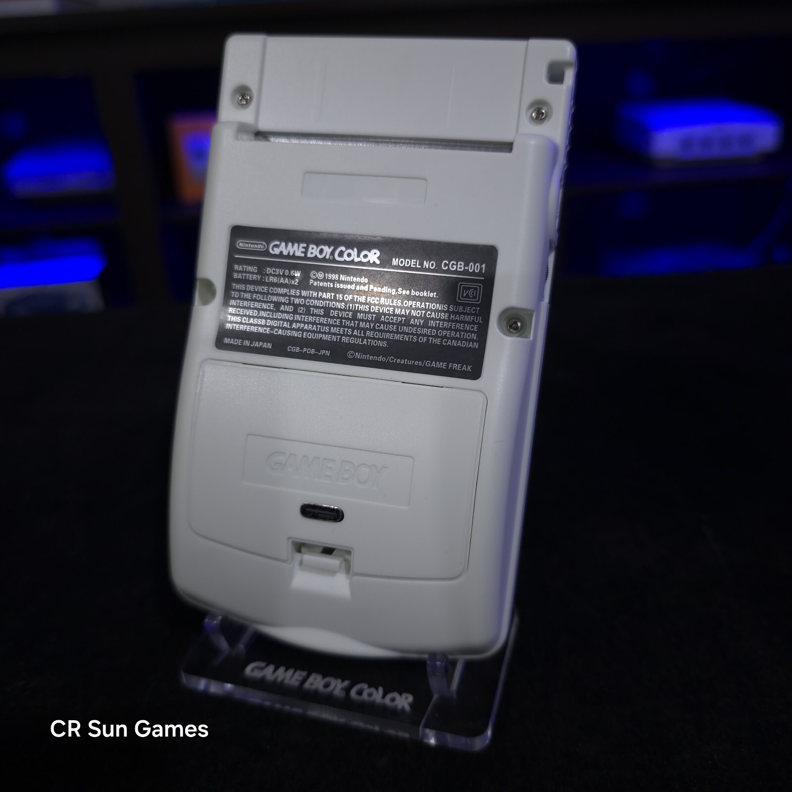 Grey Gameboy Color Console OLED Touch Screen And USB-C Rechargeable Battery